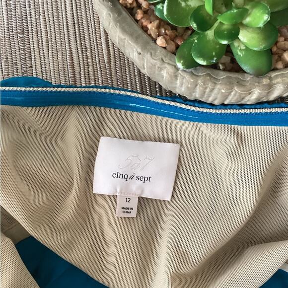 Cinq a Sept Blue Minella Off-The-Shoulder Satin Ruffle Mini Dress Size 12 | Flaw - Picture 6 of 9